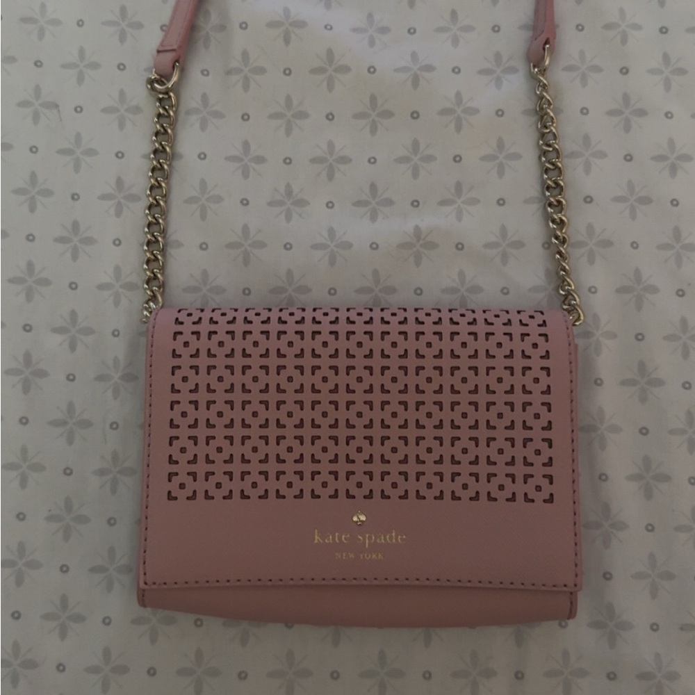 Kate Spade Blush Pink Crossbody Bag with Gold Chain